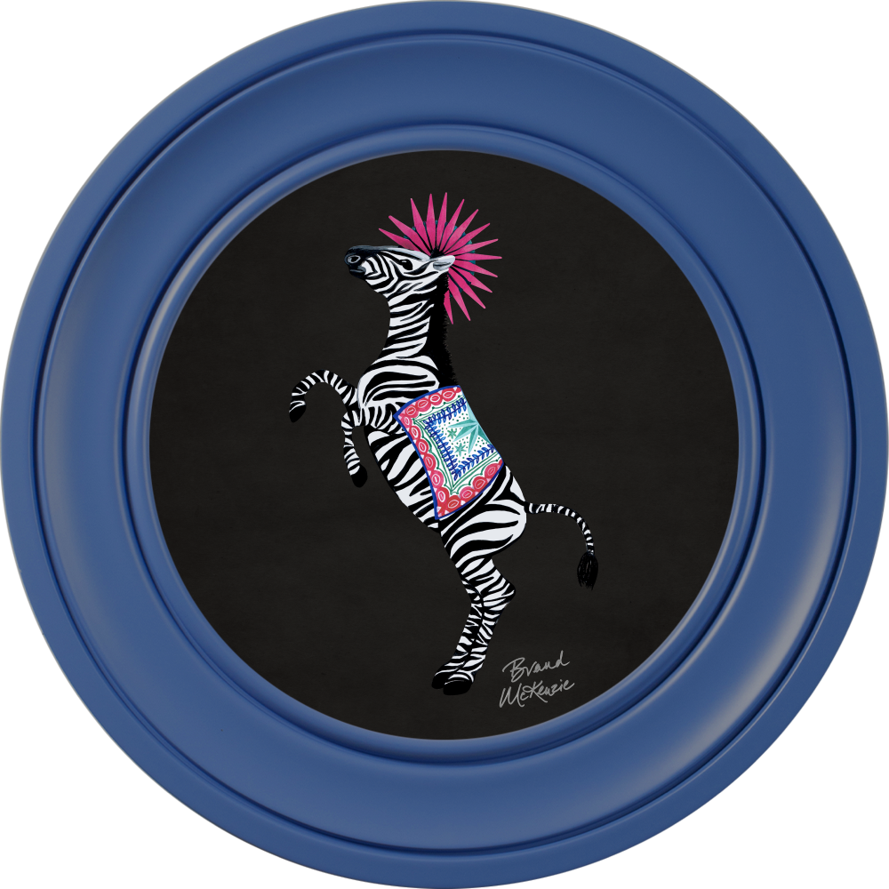 Brand McKenzie Balancing Act Kiki Framed Round Art Print with Charcoal Black Background