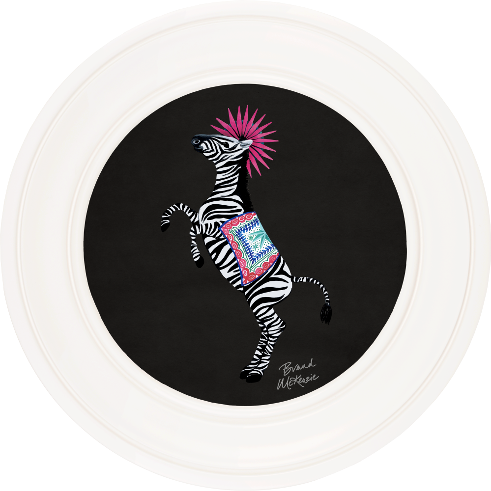 Brand McKenzie Balancing Act Kiki Framed Round Art Print with Charcoal Black Background
