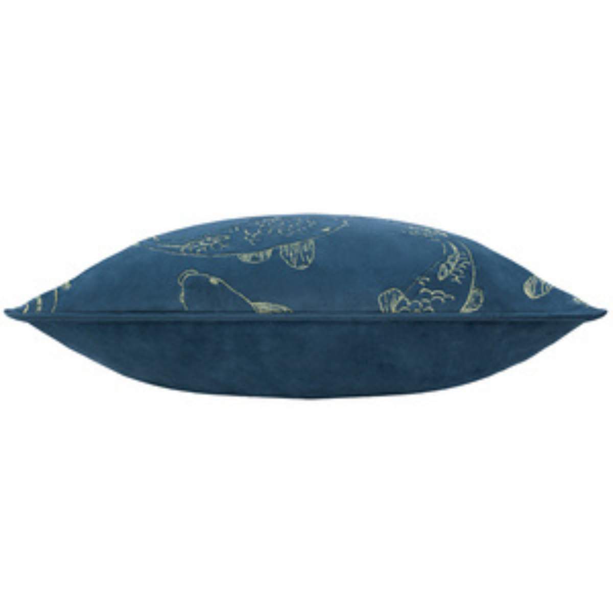 Make it a home Koi Pond Embroidered Velvet Cushion Cover - Navy