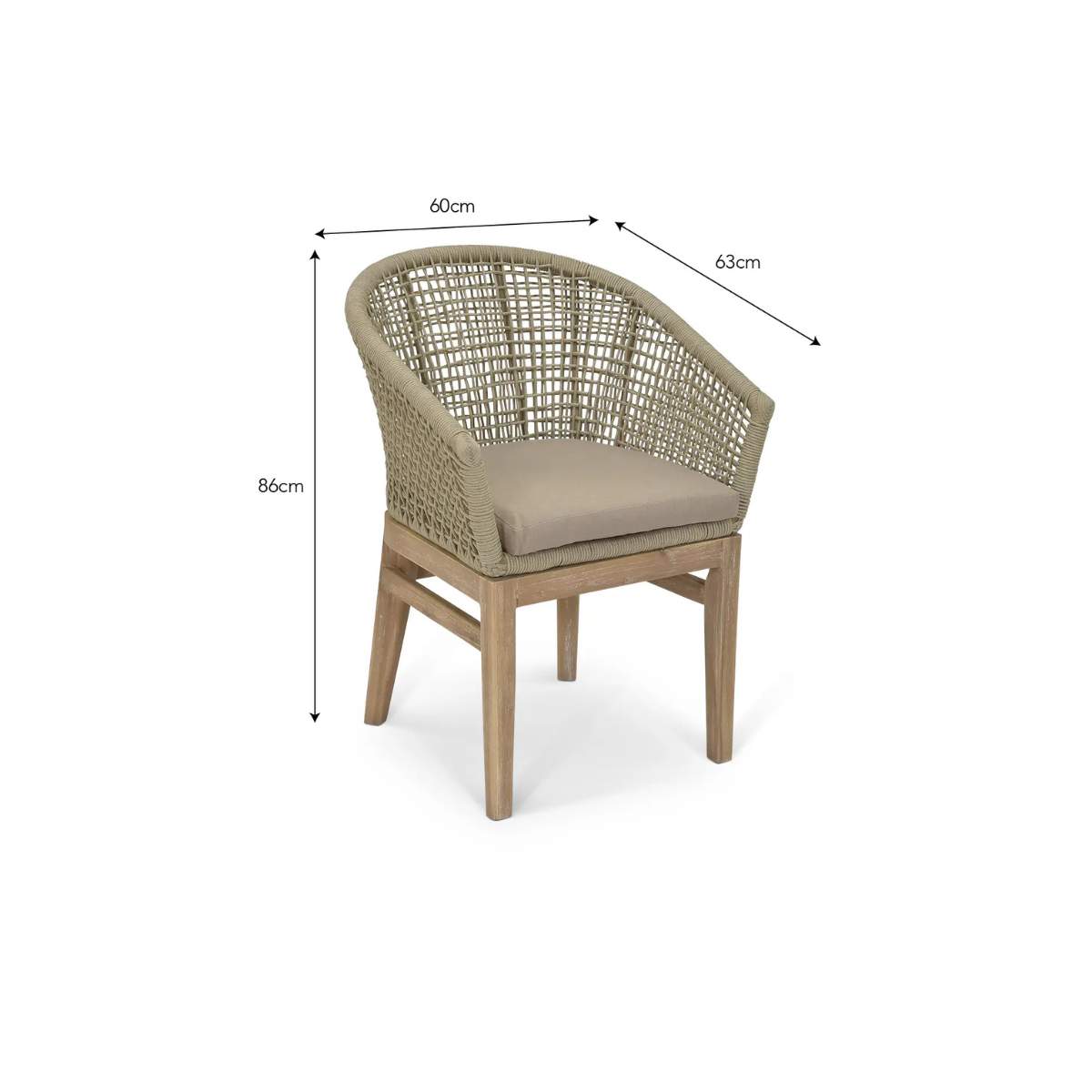 Garden Trading Lynton Dining Chairs with Arms Set of 2 Grey