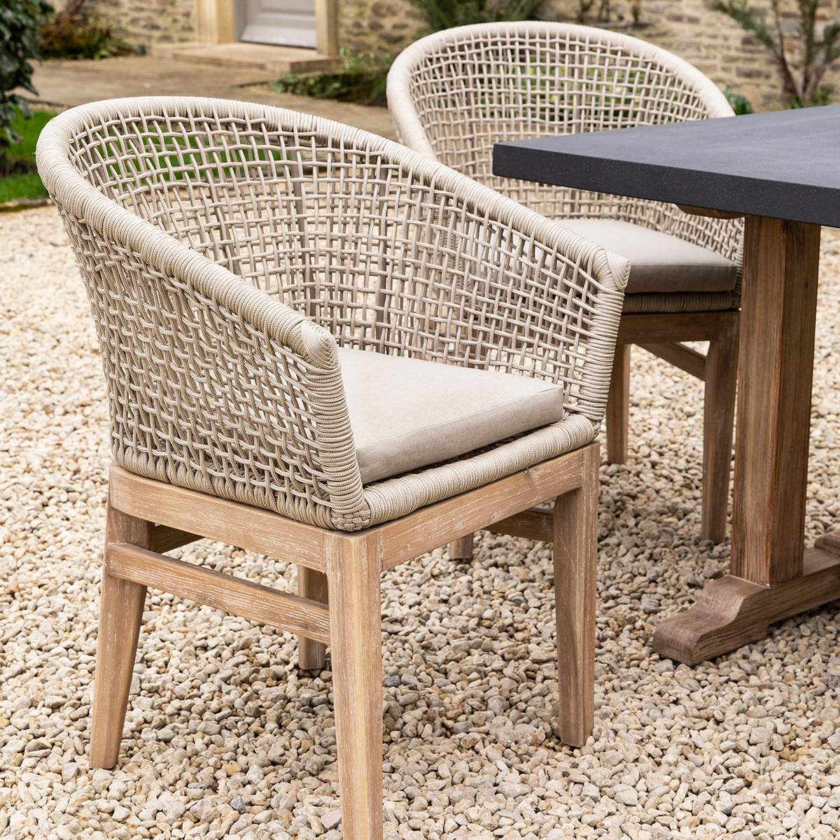Garden Trading Lynton Dining Chairs with Arms Set of 2 Grey