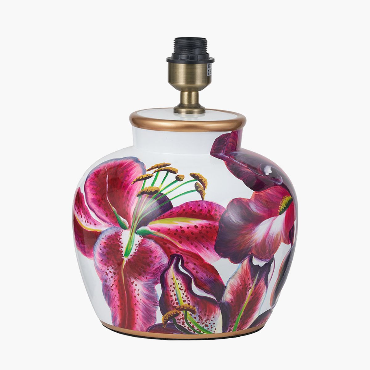 Pacific Lifestyle Laelia Pink Lily Ceramic Urn Table Lamp Base
