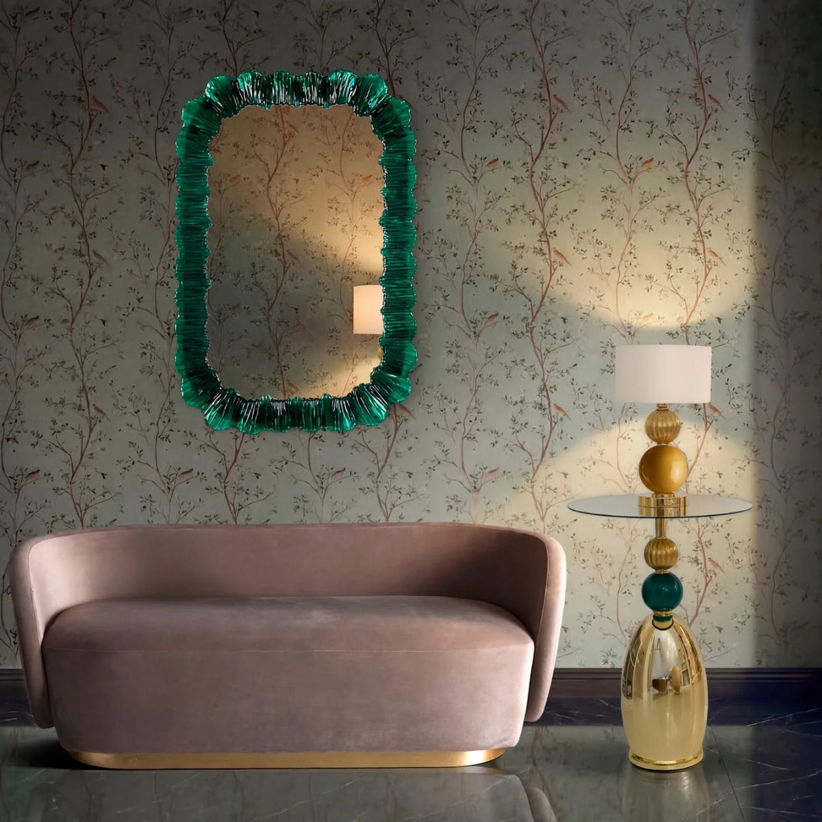 Villari Laguna Mirror - Emerald Green
