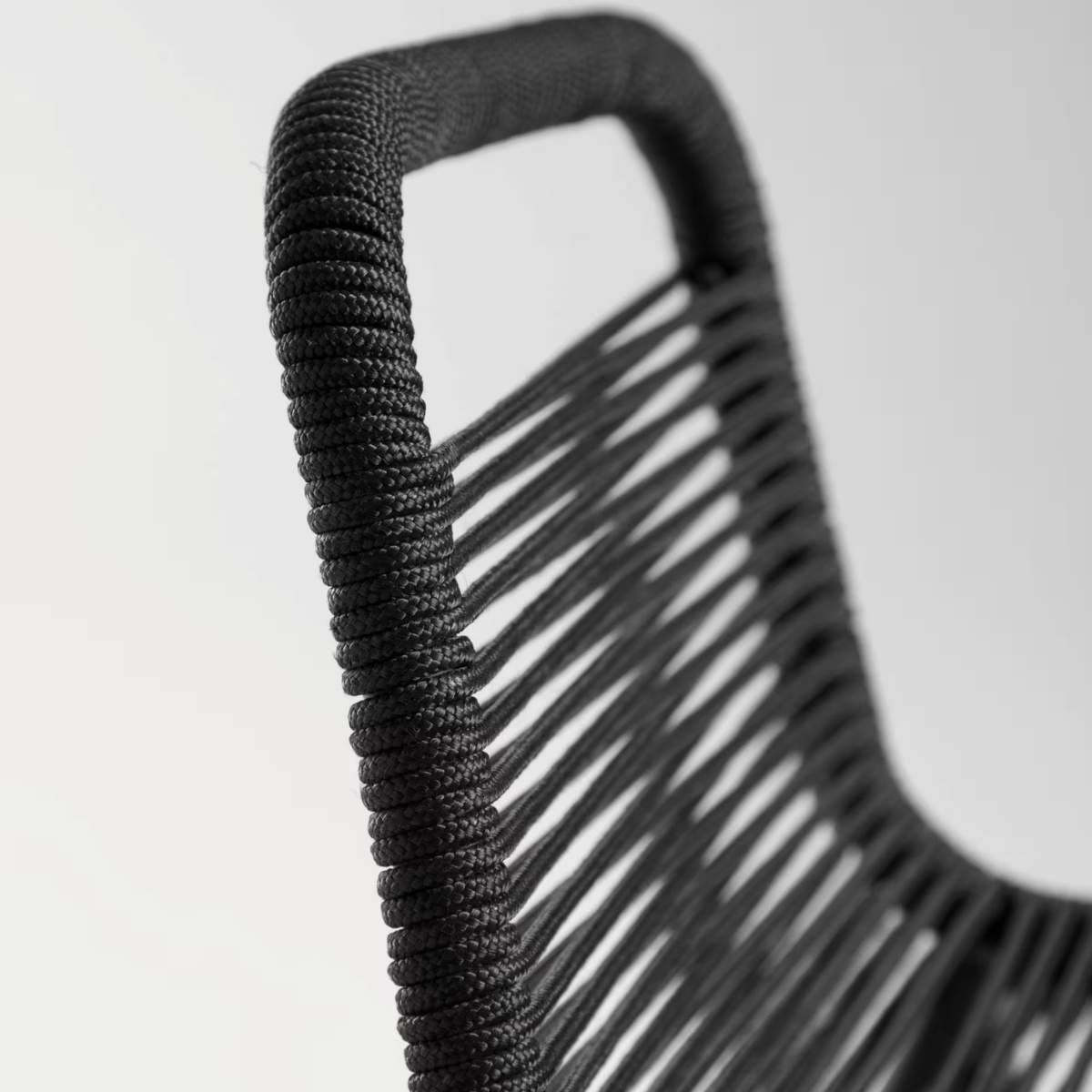 Kave Home Lambton stackable stool in brown rope and black finish steel, 62 cm