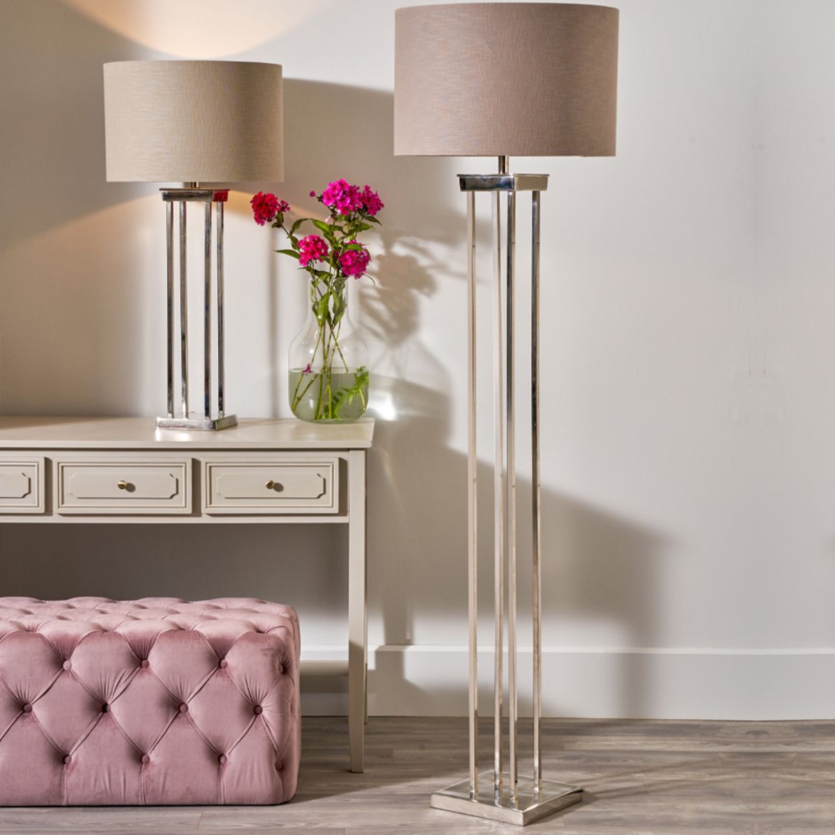 Pacific Lifestyle Langston Nickel Metal Column Floor Lamp Base