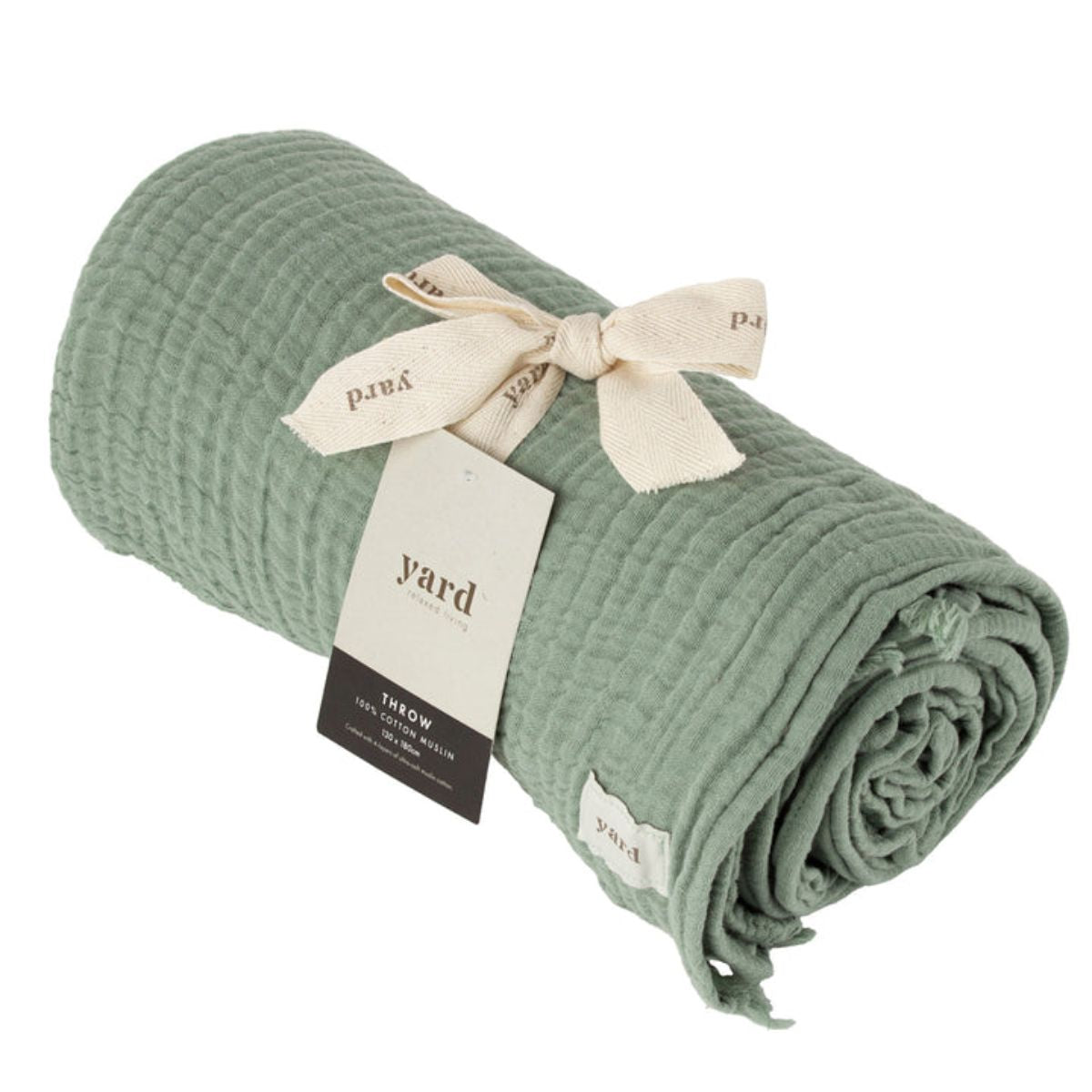 Riva Home Lark Muslin Cotton Throw Eucalyptus