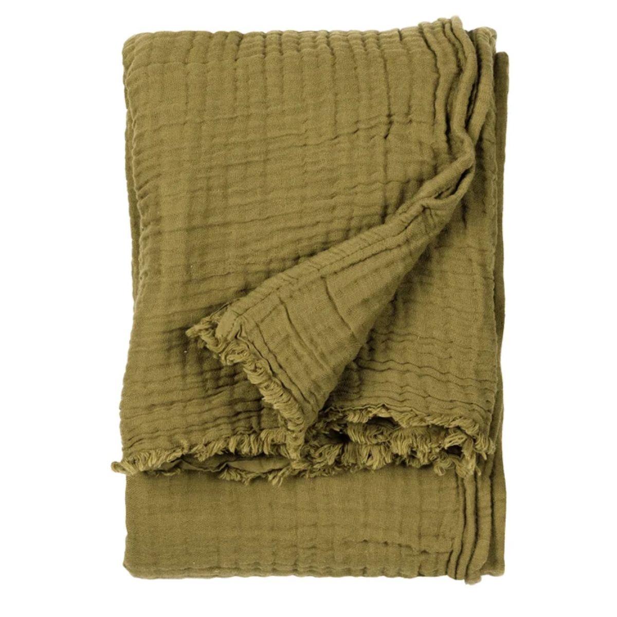 Riva Home Lark Muslin Cotton Throw Khaki