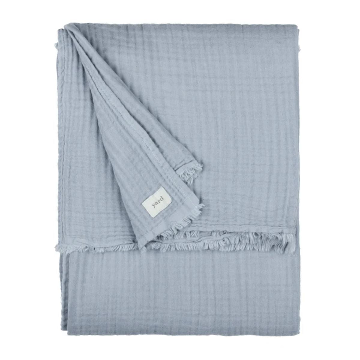 Riva Home Lark Muslin Cotton Throw Mineral Blue