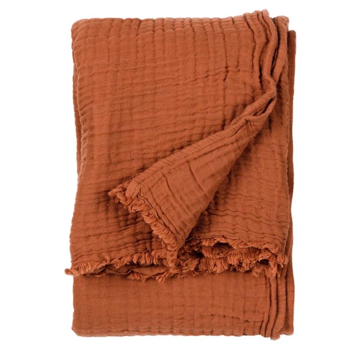 Riva Home Lark Muslin Cotton Throw Pecan