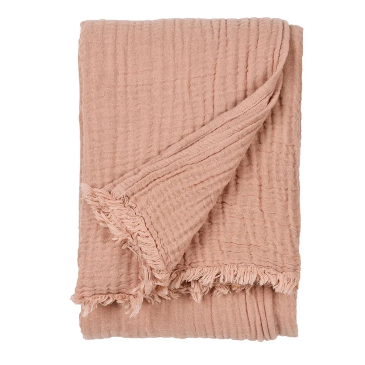 Riva Home Lark Muslin Cotton Throw Pink Clay