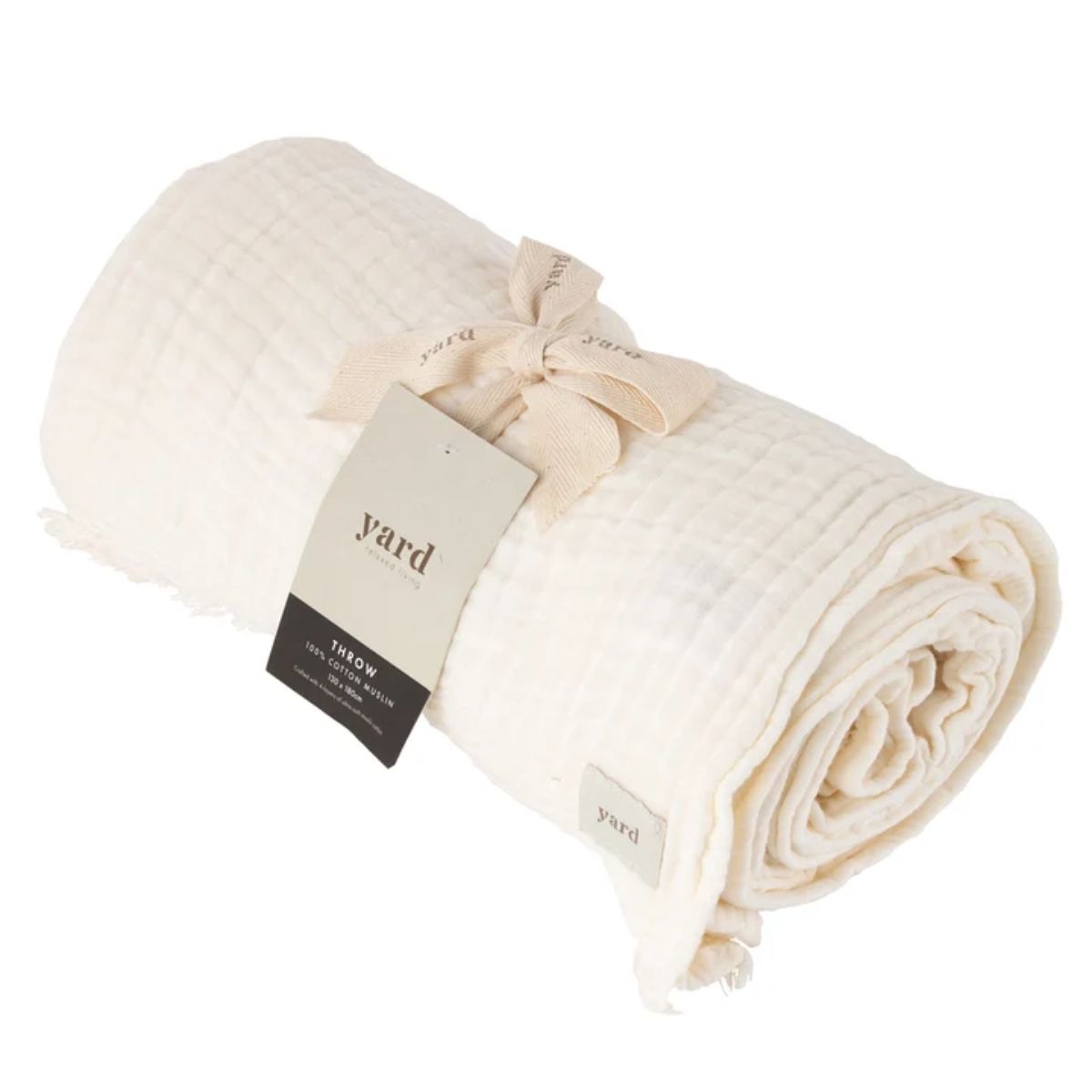 Riva Home Lark Muslin Cotton Throw White