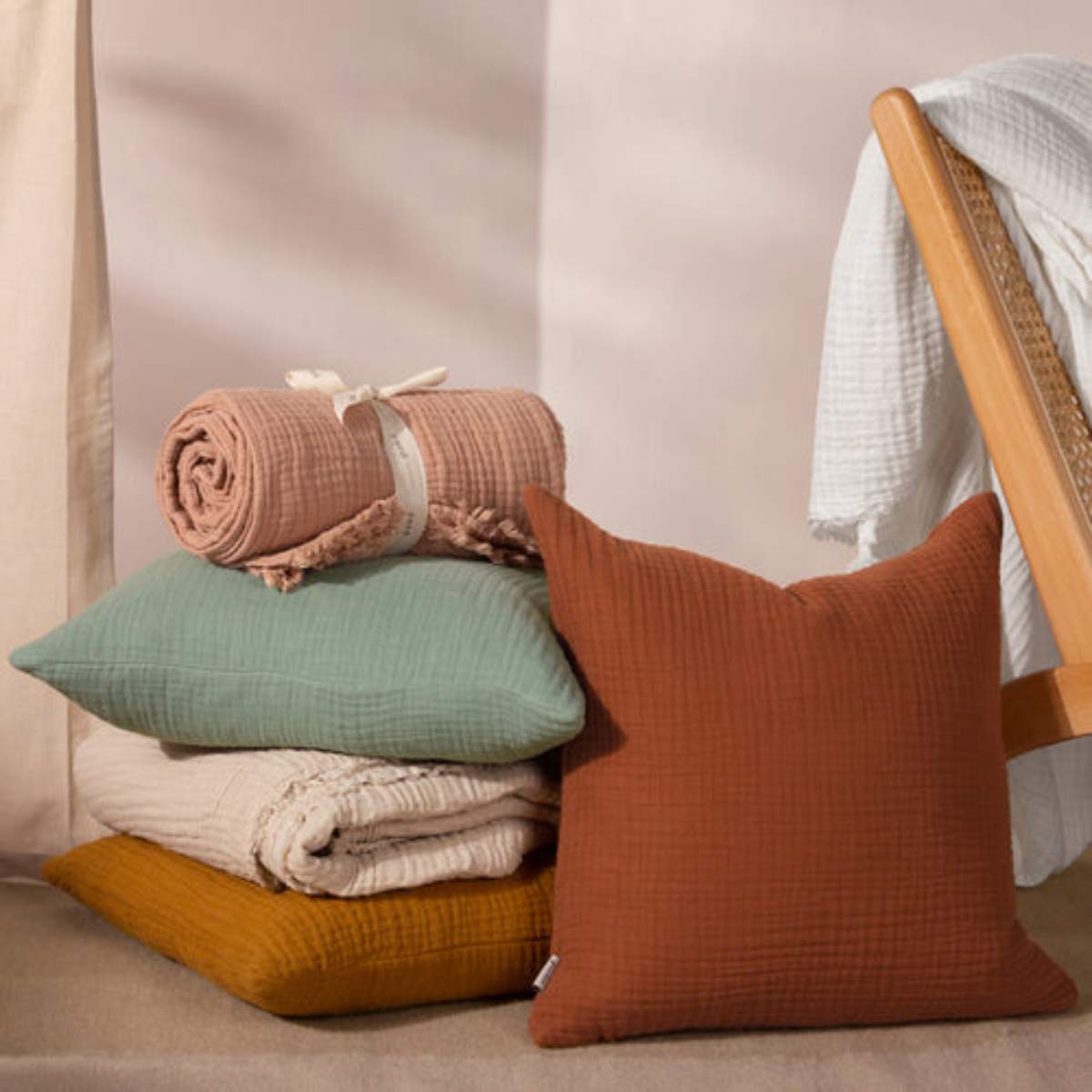 Furn Lark Muslin Crinkle Cotton Cushion