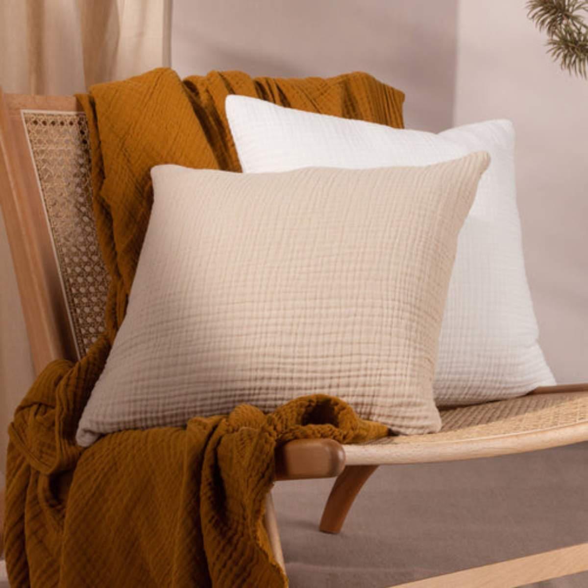 Furn Lark Muslin Crinkle Cotton Cushion