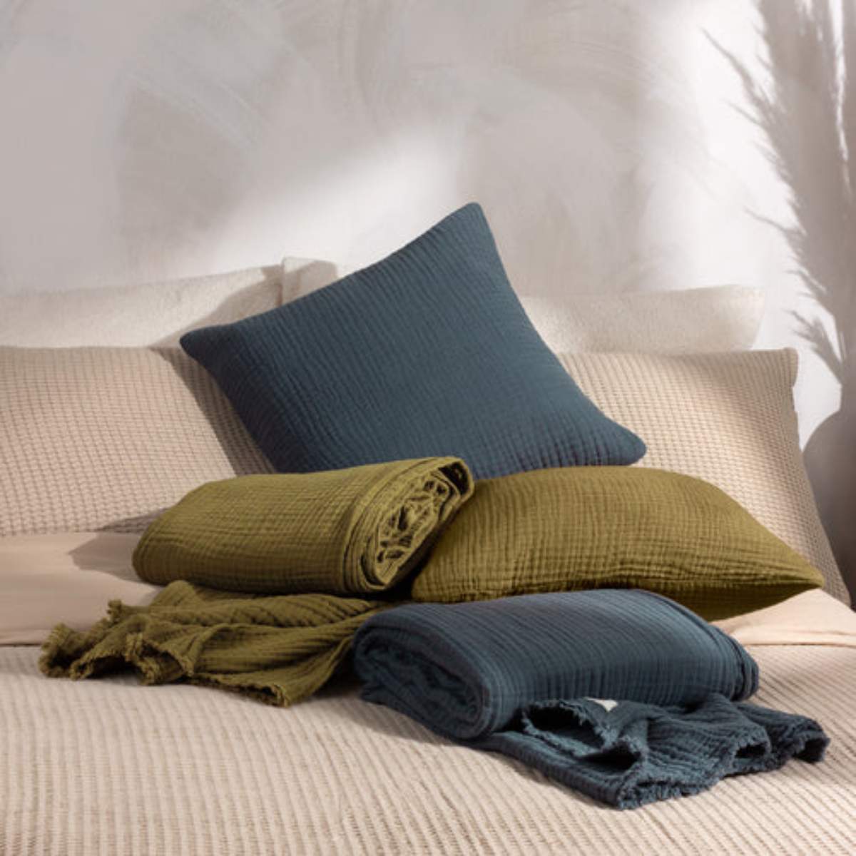 Furn Lark Muslin Crinkle Cotton Cushion