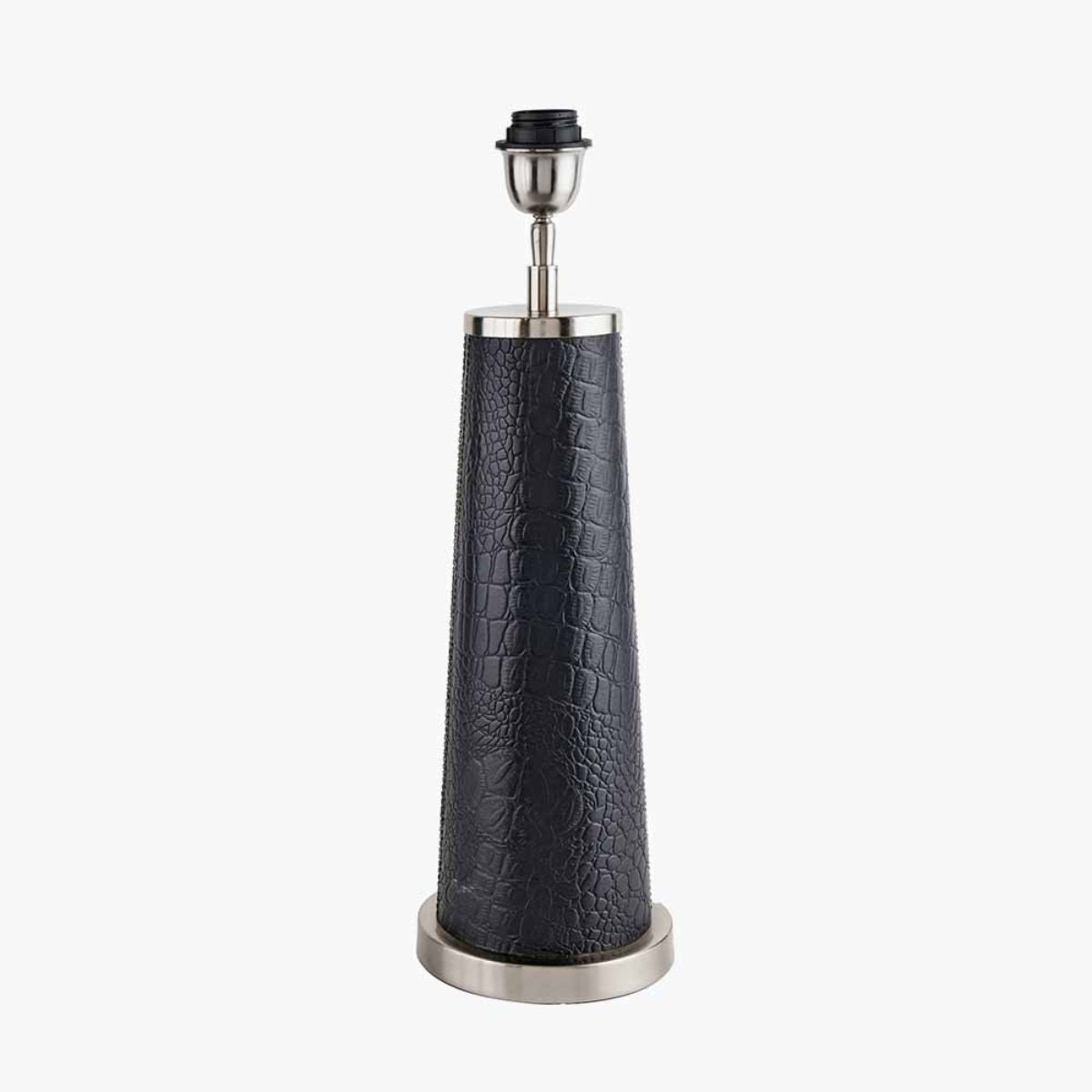 Pacific Lifestyle Laurence Black Croc Leather and Silver Table Lamp Base