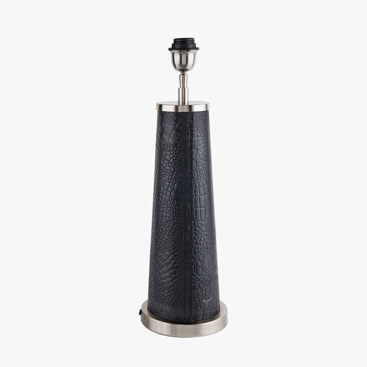 Pacific Lifestyle Laurence Black Croc Leather and Silver Table Lamp Base