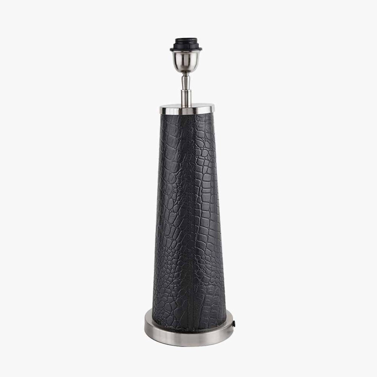 Pacific Lifestyle Laurence Black Croc Leather and Silver Table Lamp Base