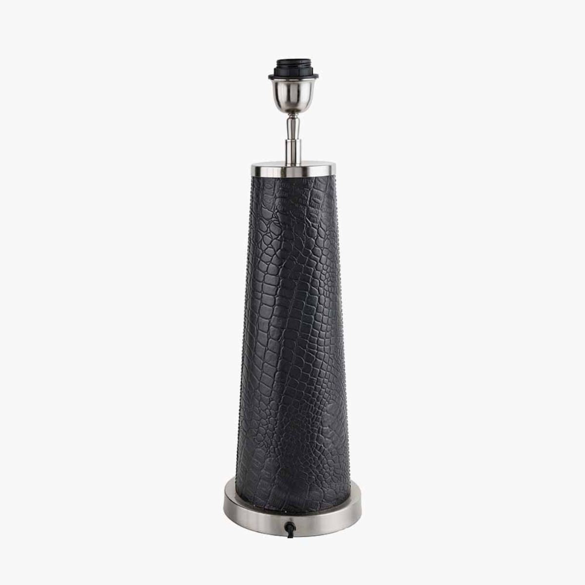 Pacific Lifestyle Laurence Black Croc Leather and Silver Table Lamp Base