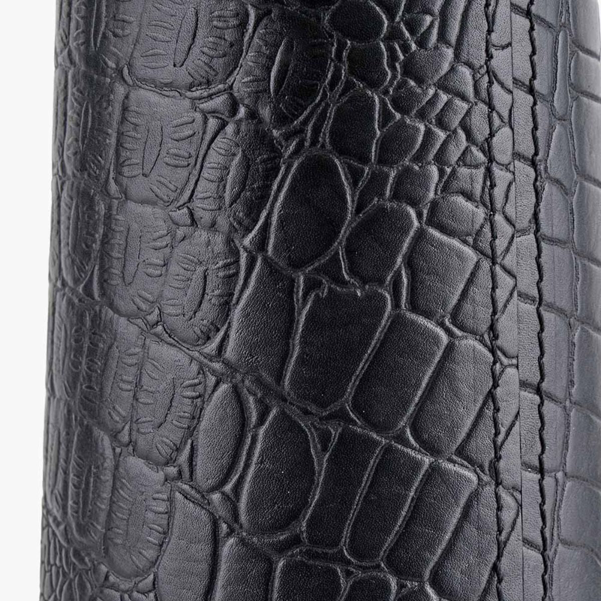 Pacific Lifestyle Laurence Black Croc Leather and Silver Table Lamp Base
