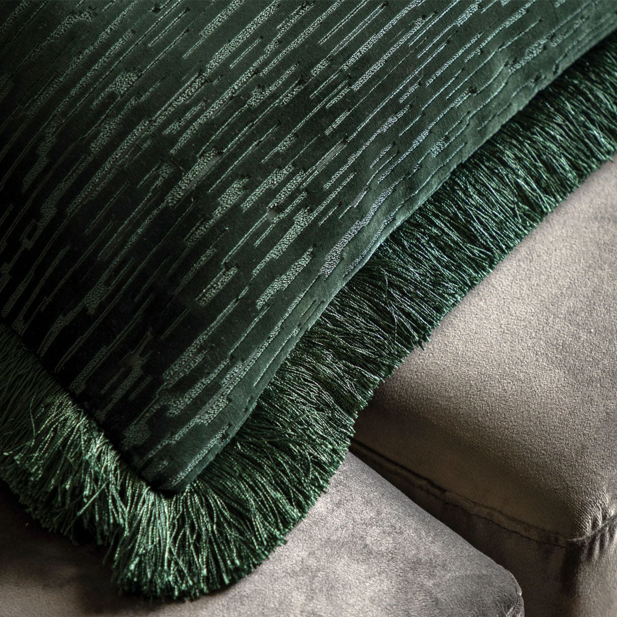 Gallery Direct Cut Velvet Fringe Cushion