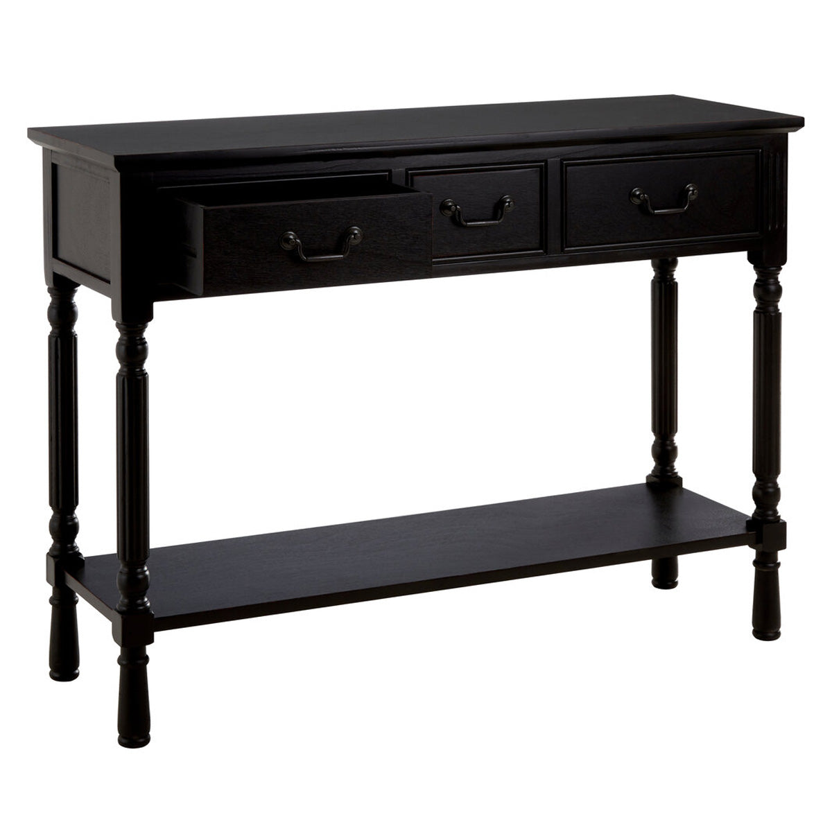 Beaumonde Home Heritage Three Drawer Vintage Black Console Table