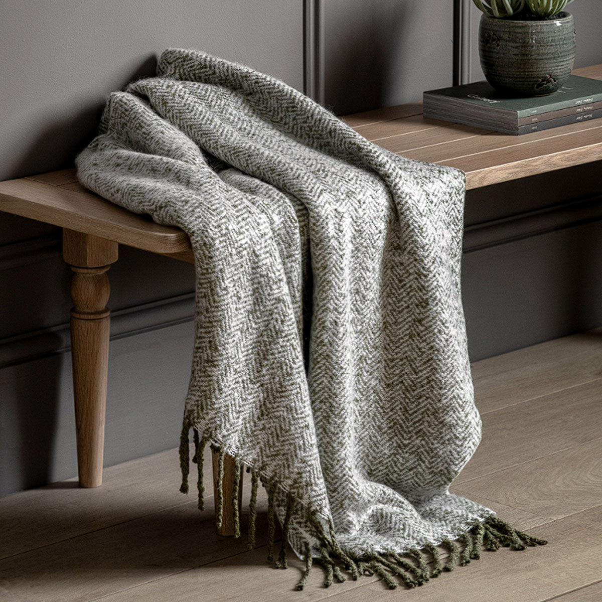 Gallery Direct Herringbone Faux Mohair Throw