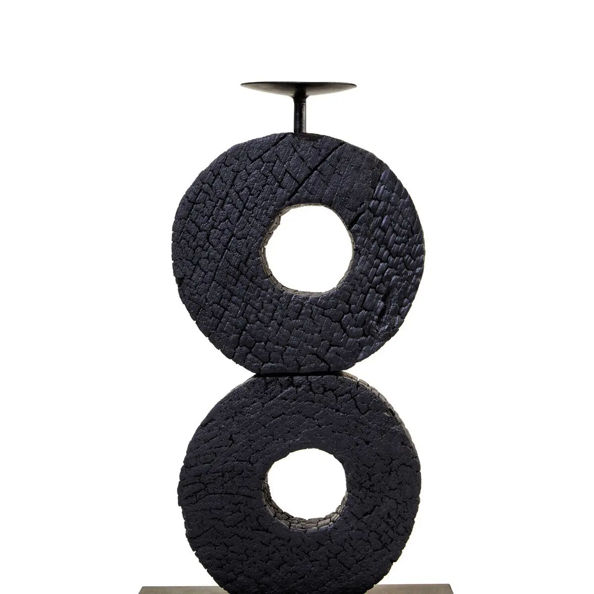 Beaumonde Home Fidel Large Charred Black Mango Wood Log Candle Holder