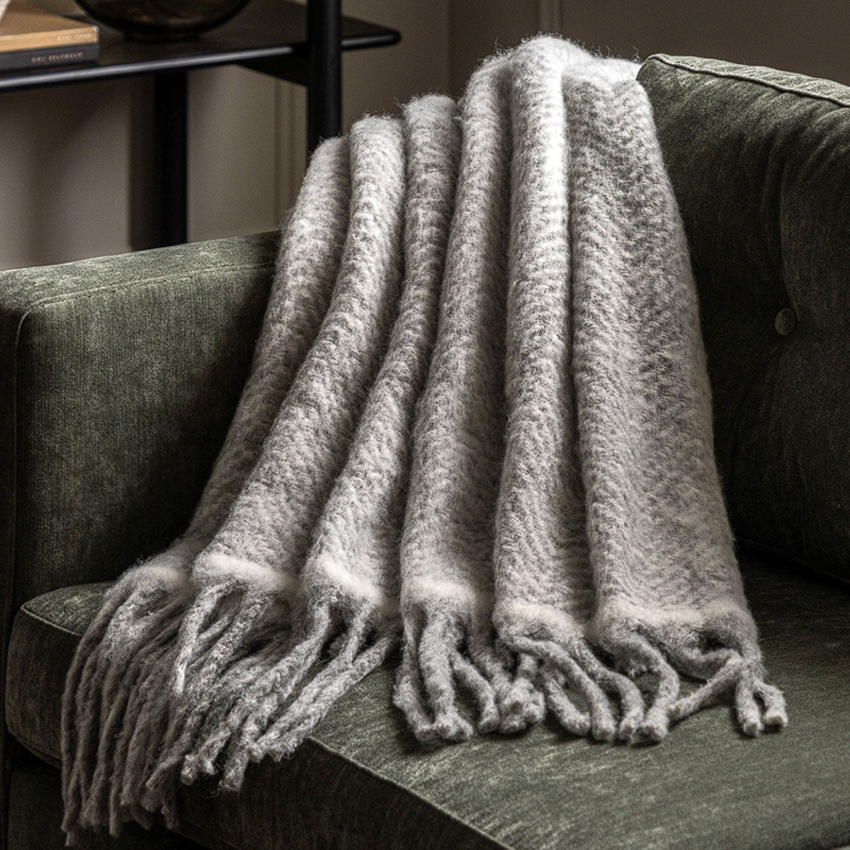 Gallery Direct Faux Mohair Fringe Throw