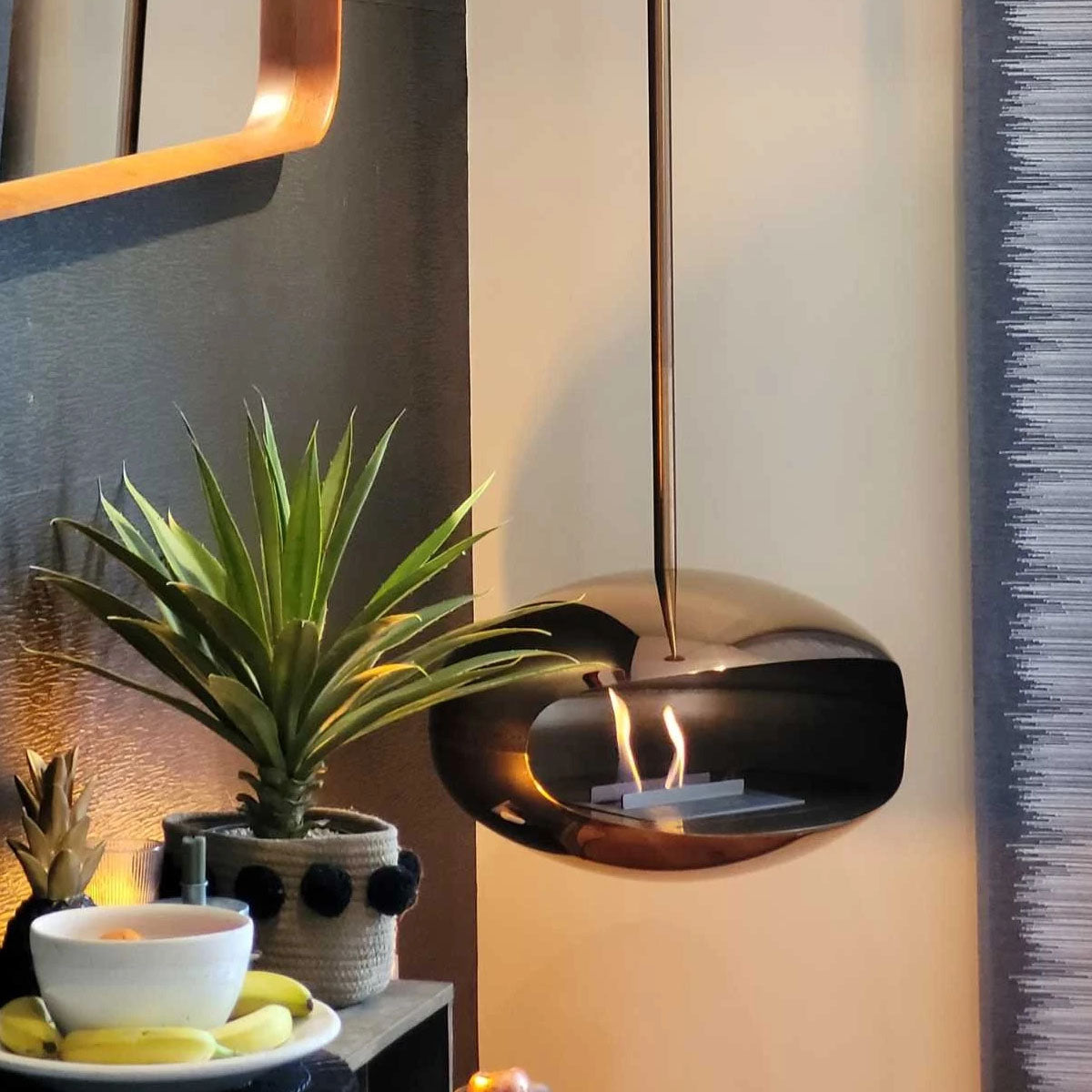 Cocoon Fires Aeris - Polished Steel with a Steel Pole