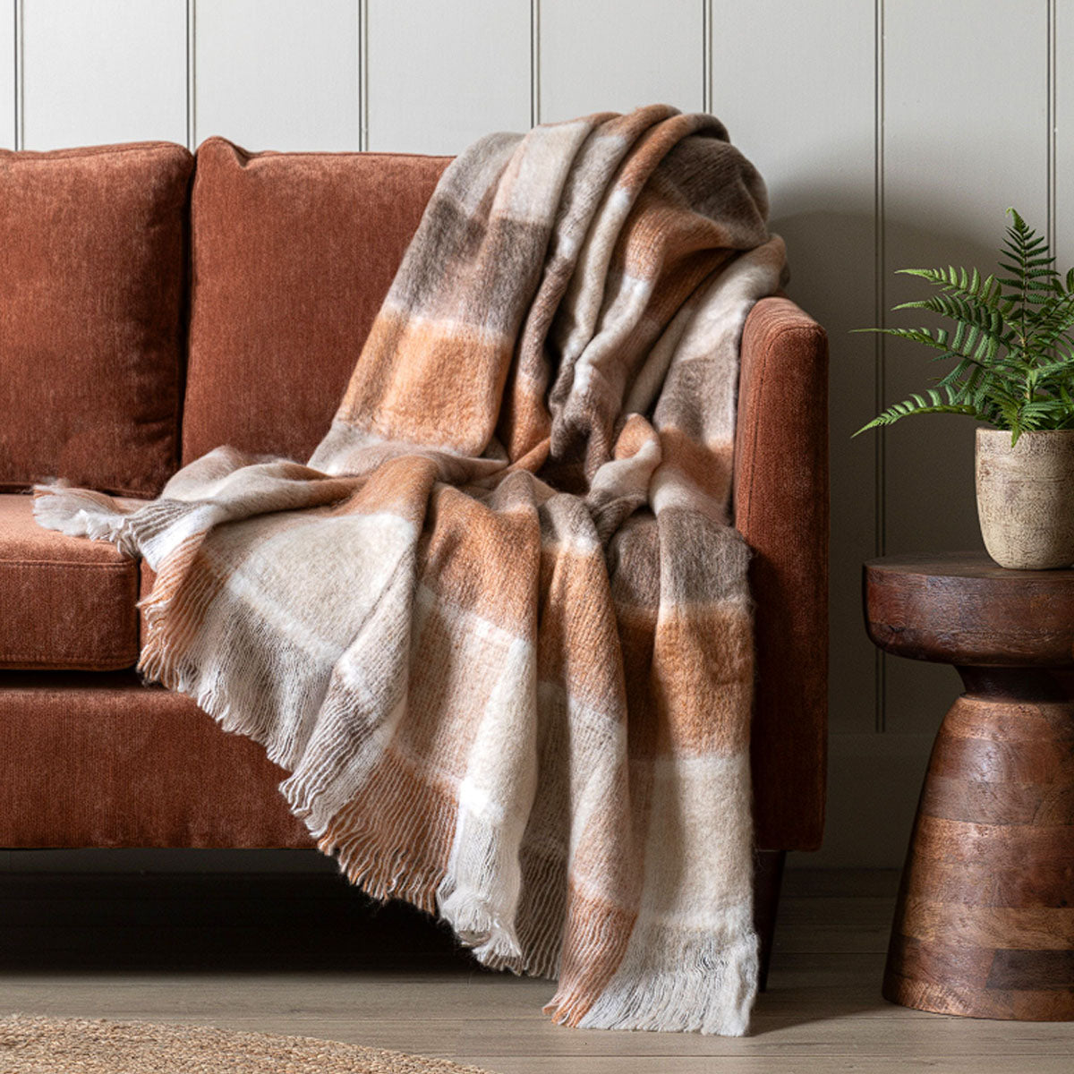 Gallery Direct Check Faux Mohair Throw