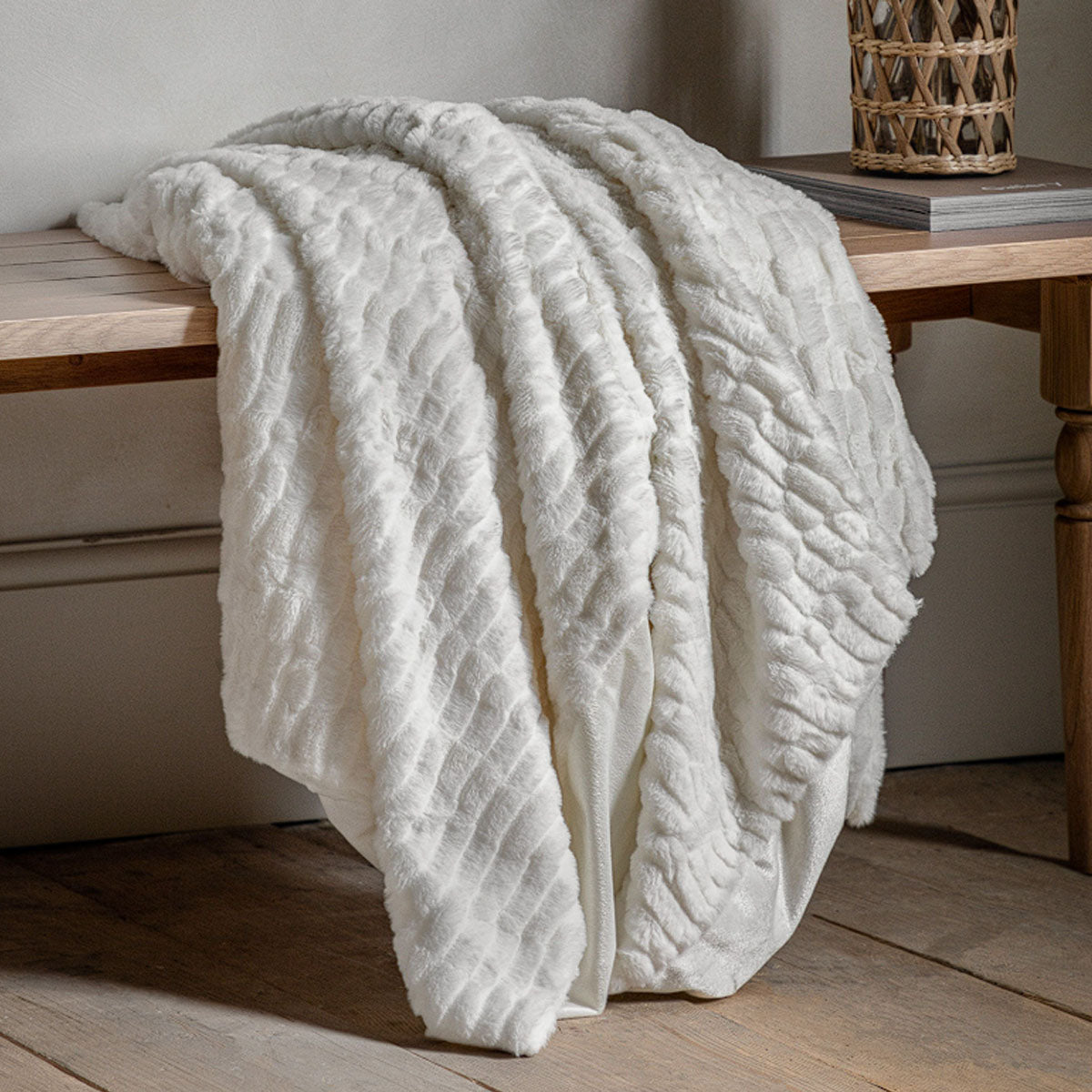 Gallery Direct Textured Rabbit Faux Fur Throw