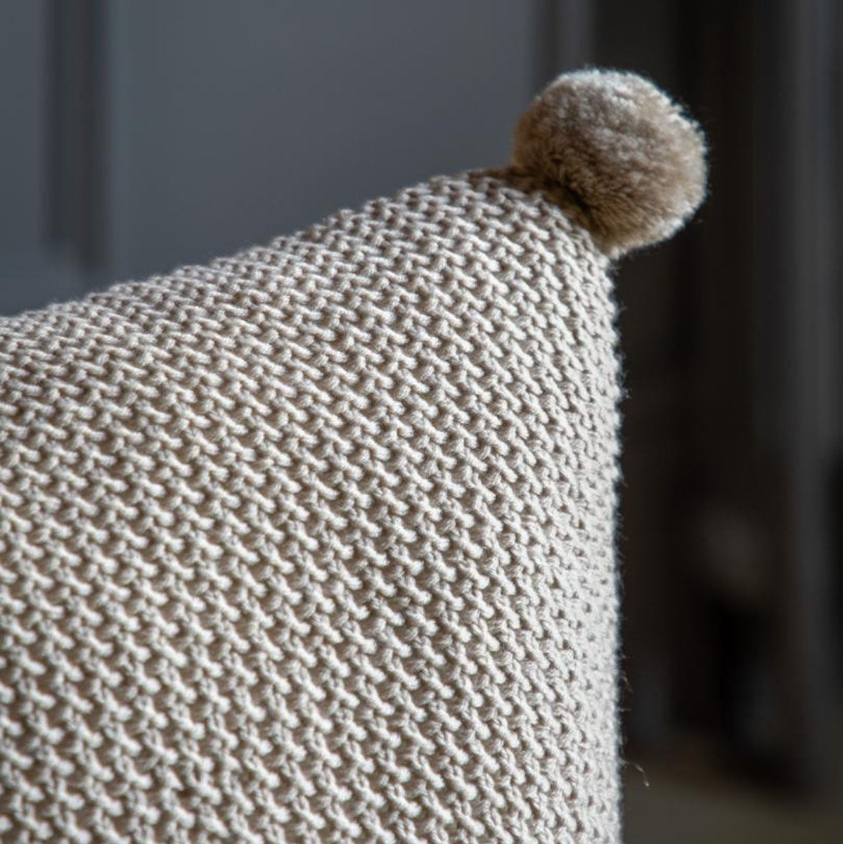Gallery Direct Moss Stitch PomPom Cushion