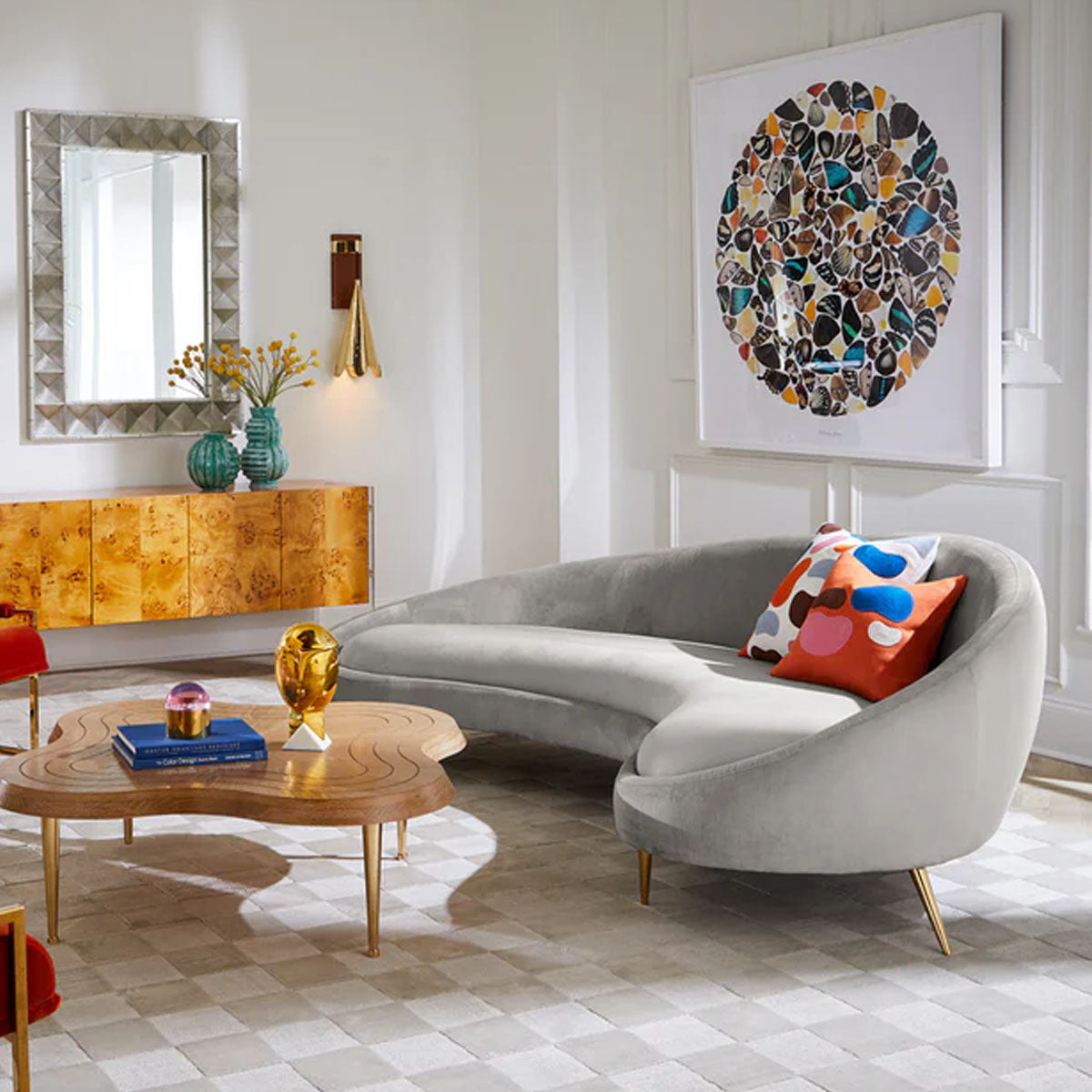 Jonathan Adler Ether Curved Sofa - Bergamo Graphite