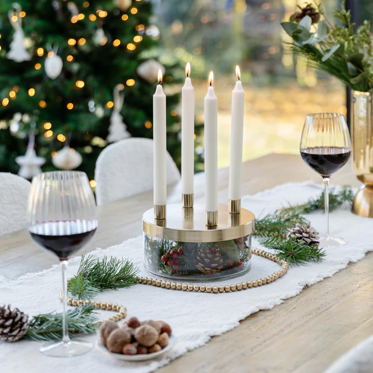Ivyline Metal Candle Holder with Glass Bowl