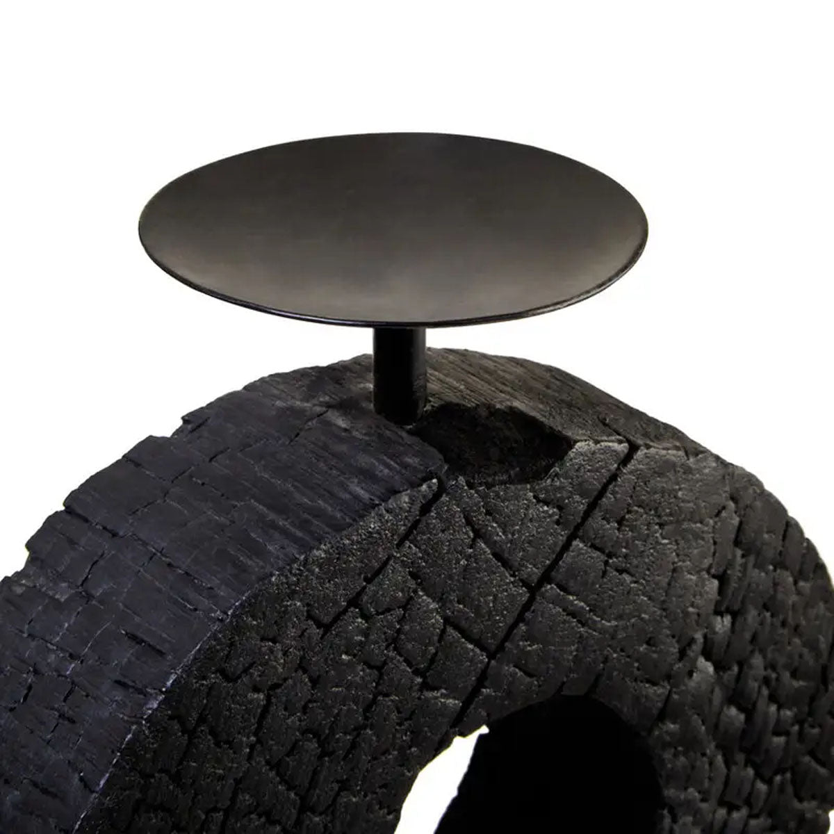 Beaumonde Home Fidel Large Charred Black Mango Wood Log Candle Holder