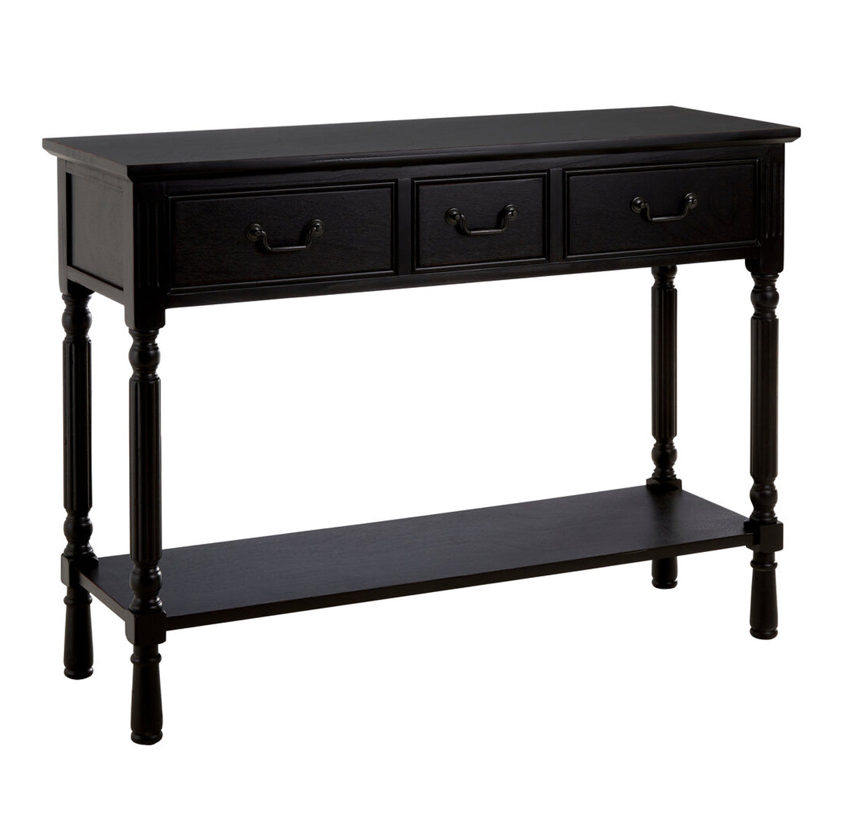 Beaumonde Home Heritage Three Drawer Vintage Black Console Table