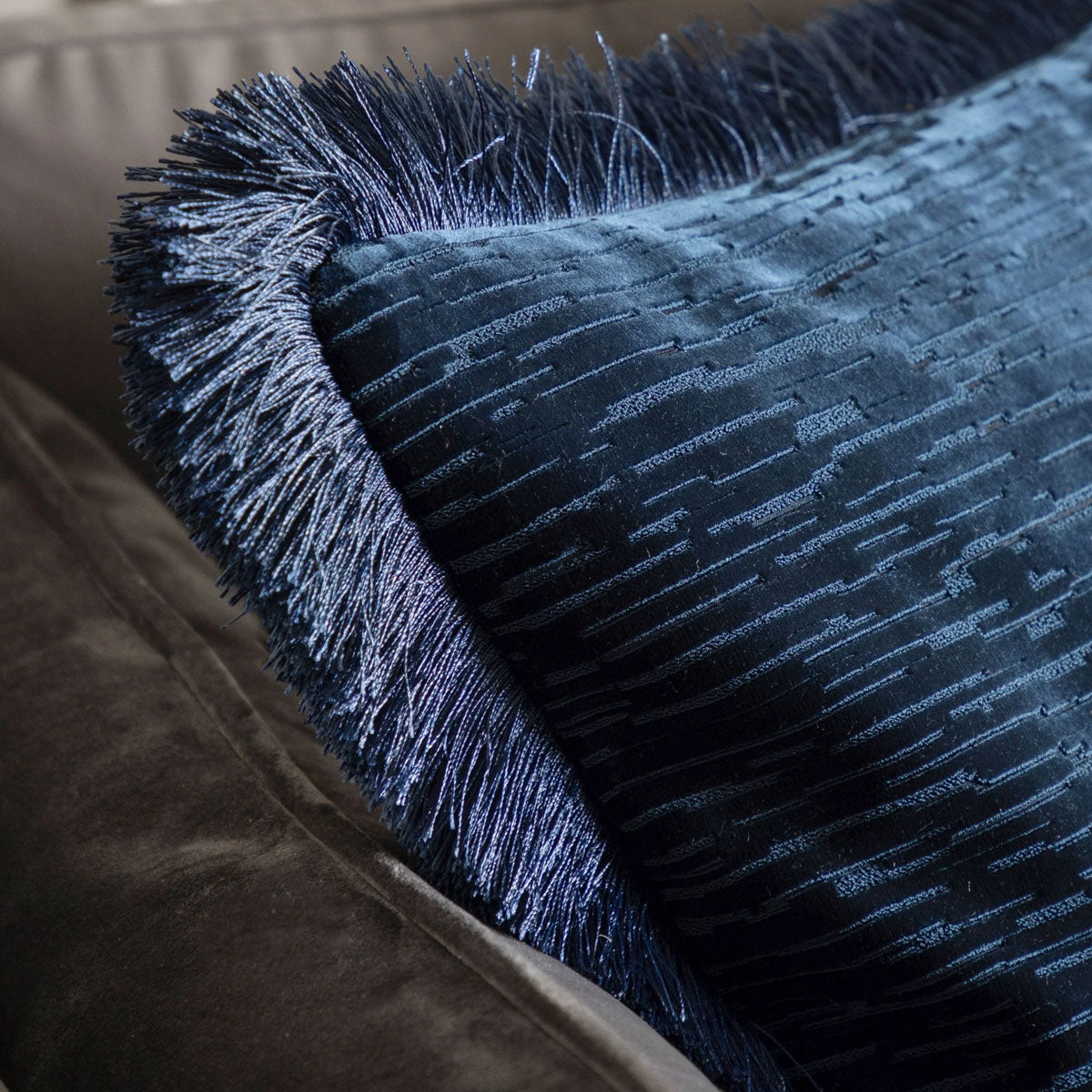 Gallery Direct Cut Velvet Fringe Cushion