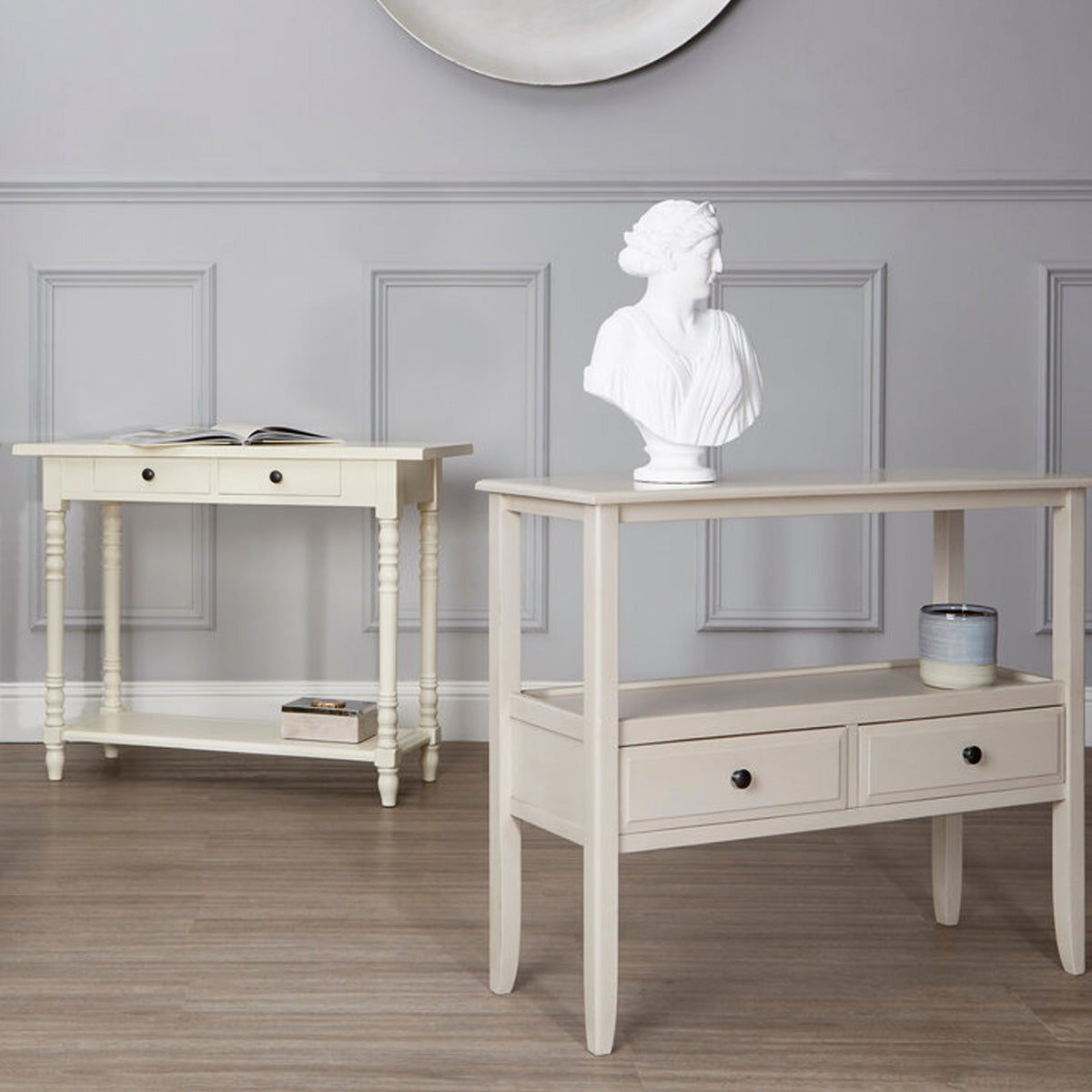 Beaumonde Home Heritage 2 Drawers White Console Table