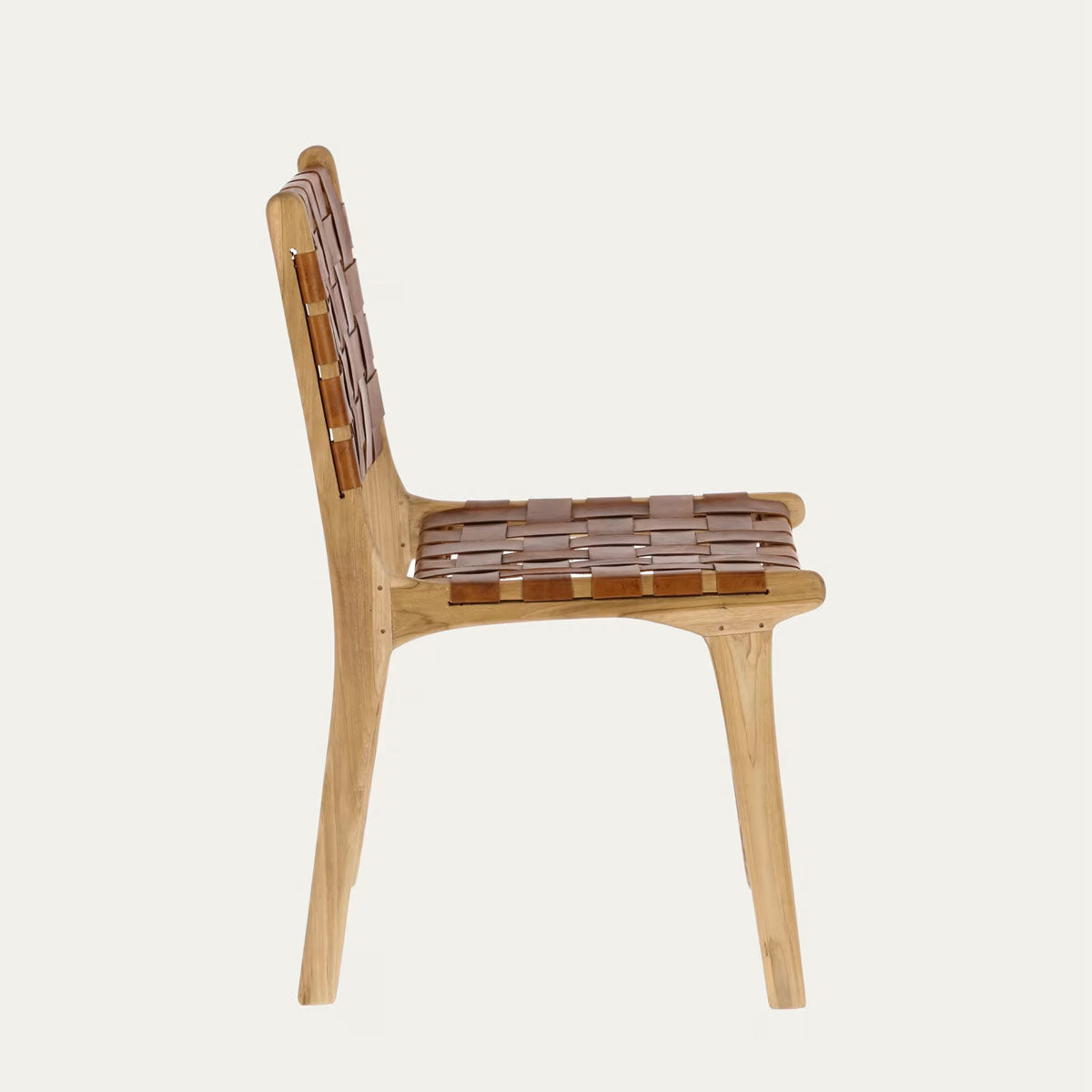 Kave Home Calixta Chair in Leather and Solid Teak