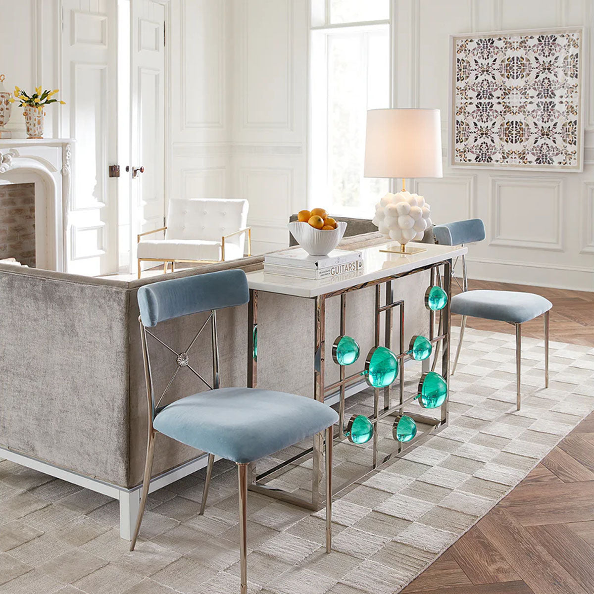 Jonathan Adler Rider Dining Chair - Rialto Midnight/Gunmetal