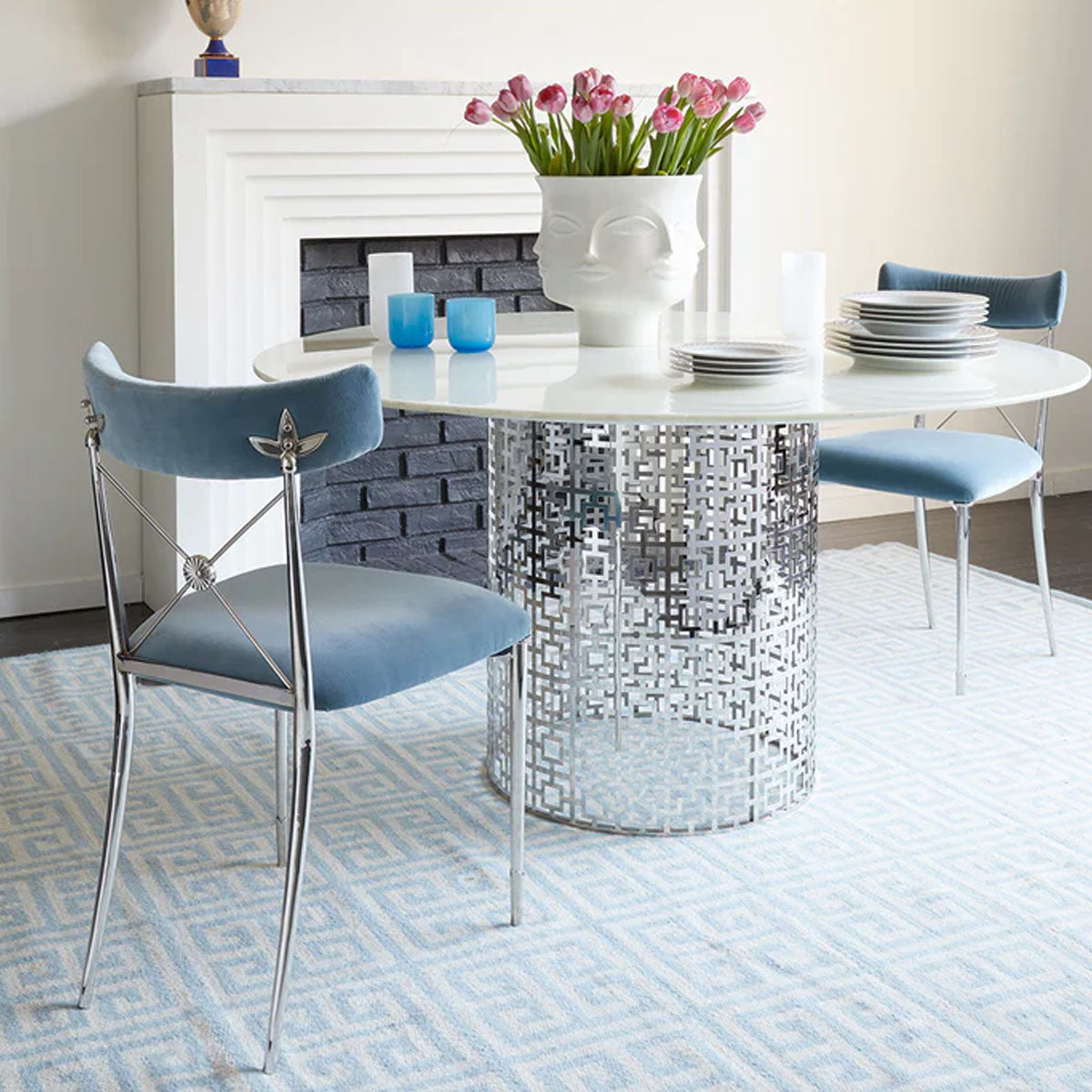 Jonathan Adler Rider Dining Chair - Rialto Midnight/Gunmetal