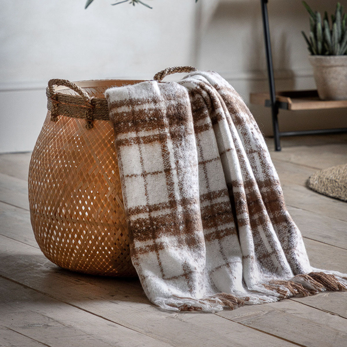 Gallery Direct Check Faux Mohair Throw