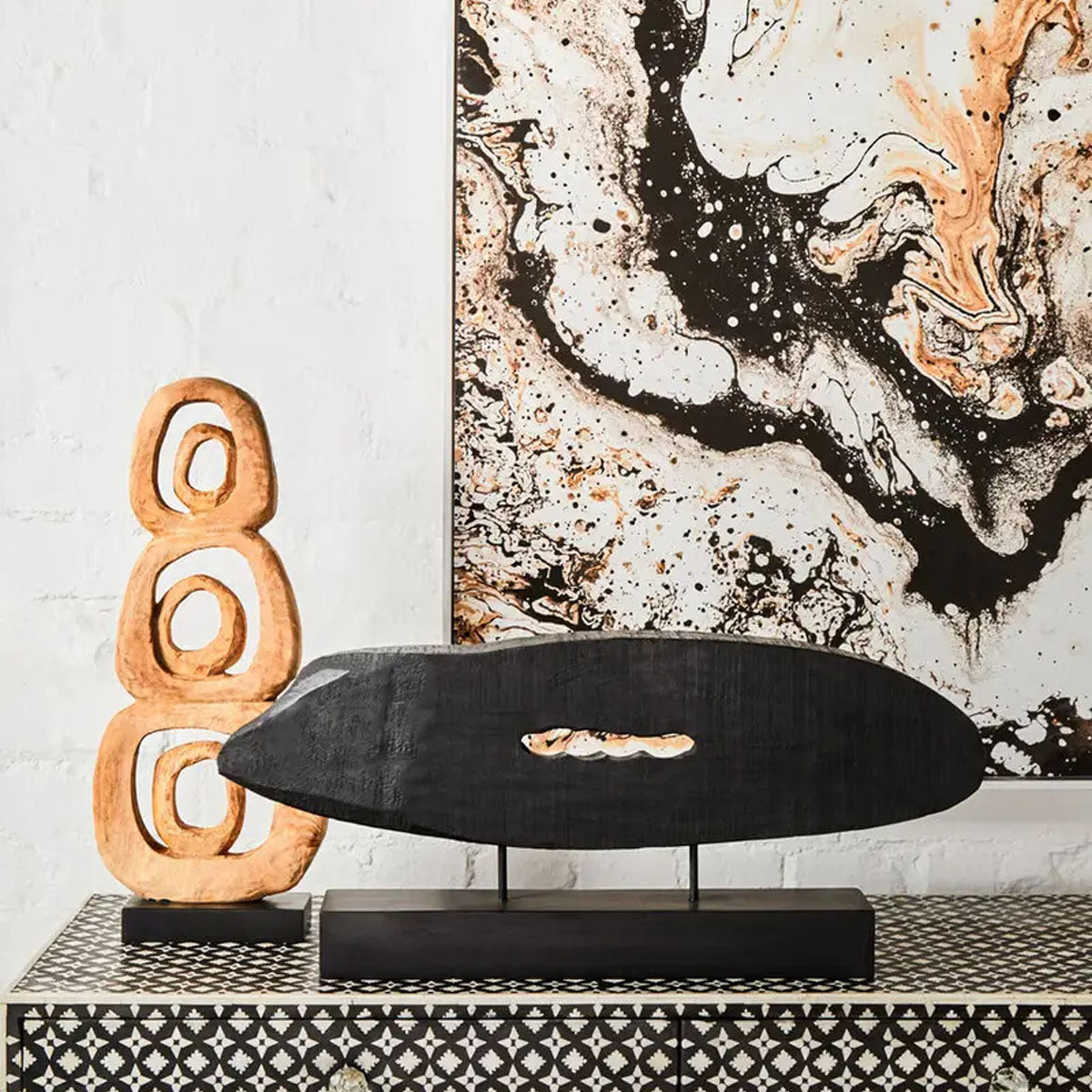 Beaumonde Home Fidel Rustic Black Horizontal Mango Wood Slice Sculpture