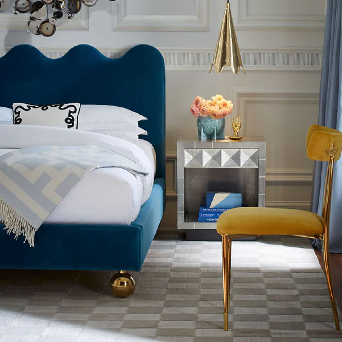 Jonathan Adler Rider Dining Chair - Rialto Midnight/Gunmetal