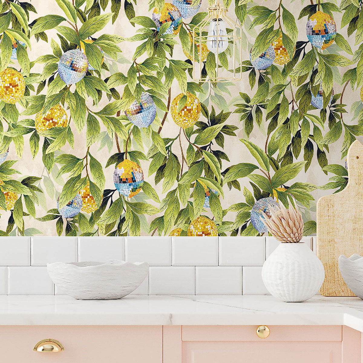 Brand McKenzie Disco Lemons Wallpaper - Cotton