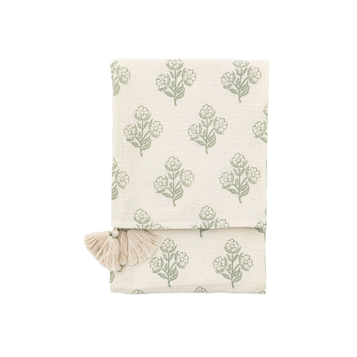 Gallery Direct Hepple Gauze Floral Throw Sage