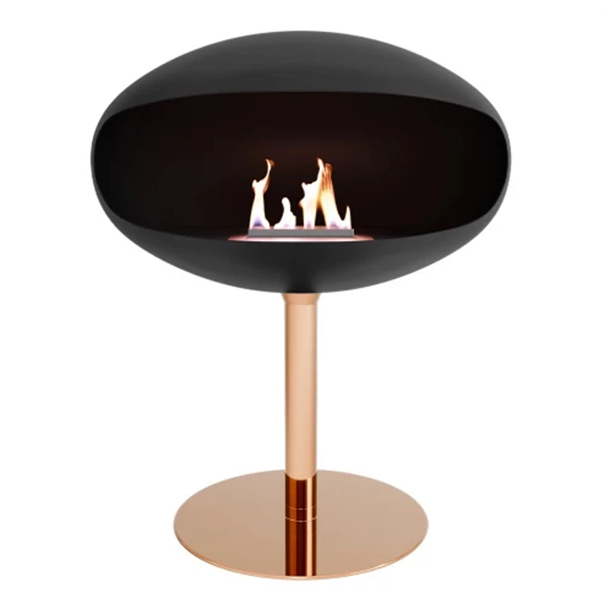 Cocoon Fires Pedestal - Black with a Brass Base