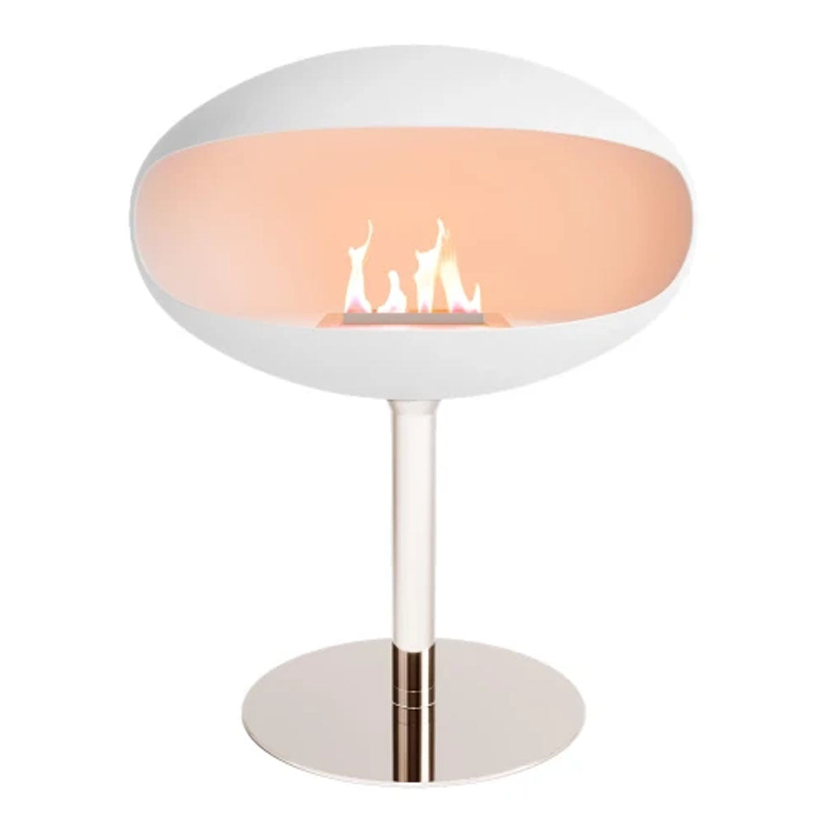Cocoon Fires Cocoon Pedestal - White with a Steel Base