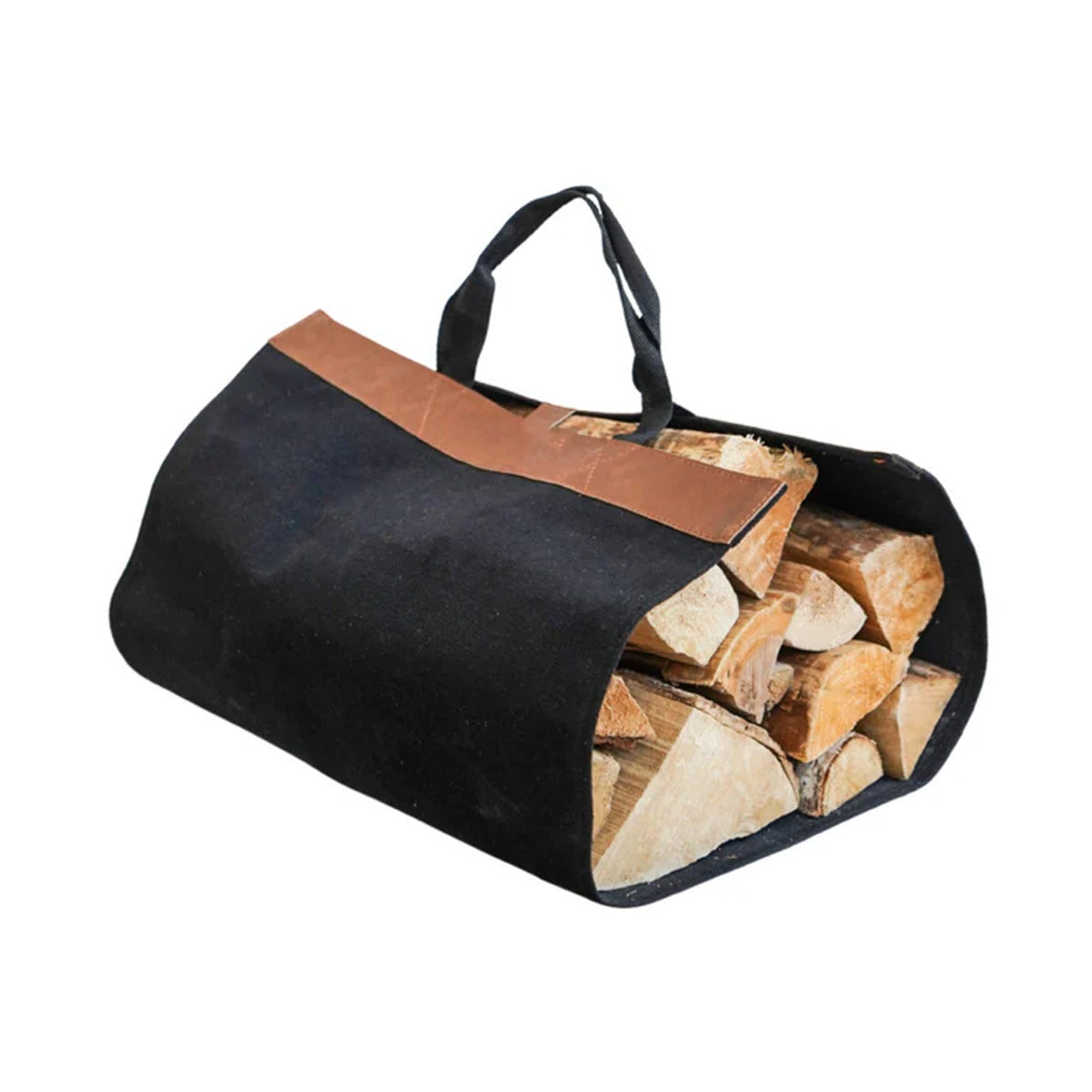 Ivyline Fabric Log Bag Black with Faux Leather