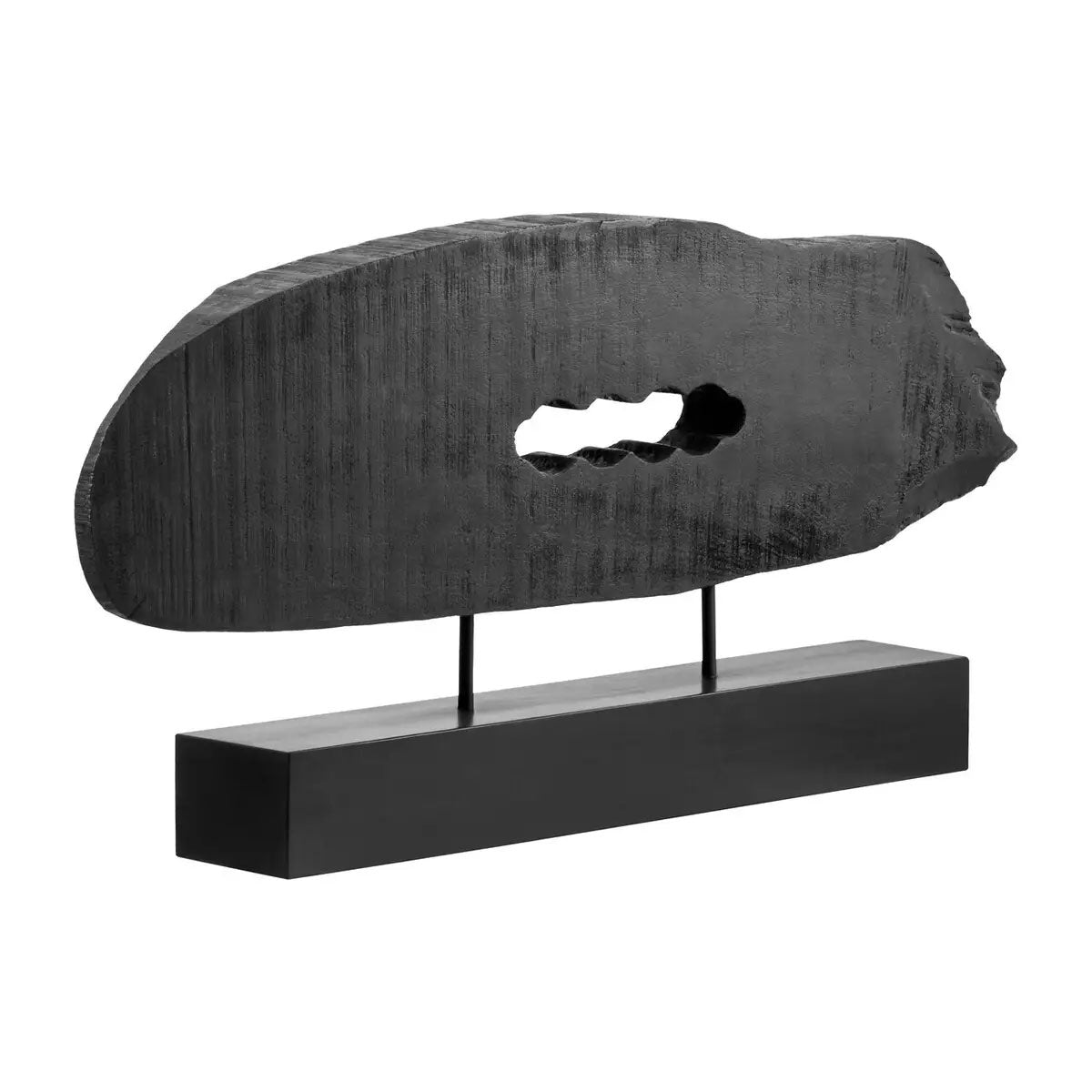 Beaumonde Home Fidel Rustic Black Horizontal Mango Wood Slice Sculpture